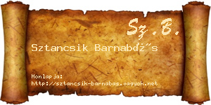 Sztancsik Barnabás névjegykártya